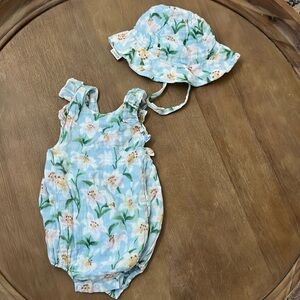 Angel Dear 6-12 months bubble romper with matching hat